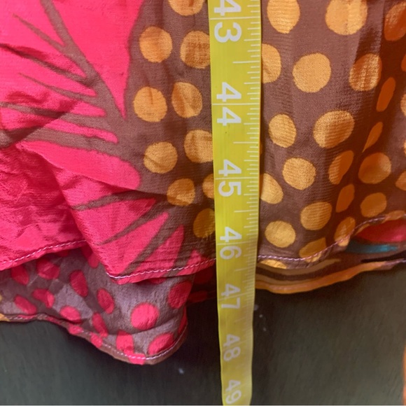 Farm Rio size small pink orange floral midi dress tropical cottage sunflower - Picture 8 of 15